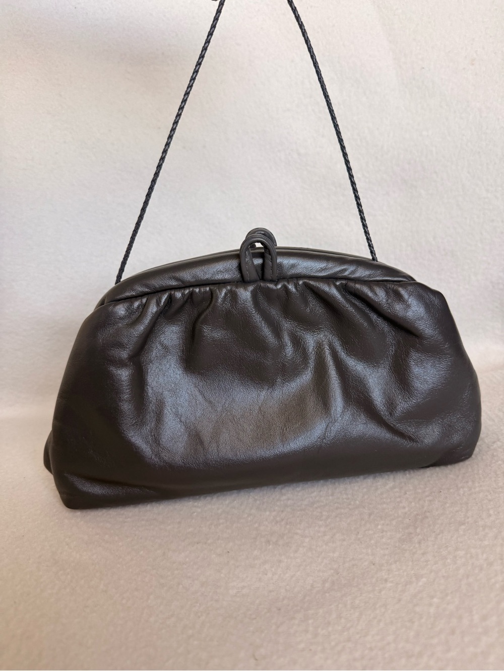 Classic Gathered Shoulder Bag - Black